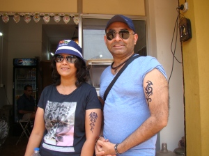 Mummy and Daddy got temporary tattoos made. 